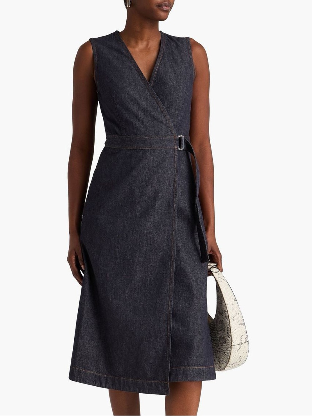 THEORY Wrap Denim Midi Dress 8